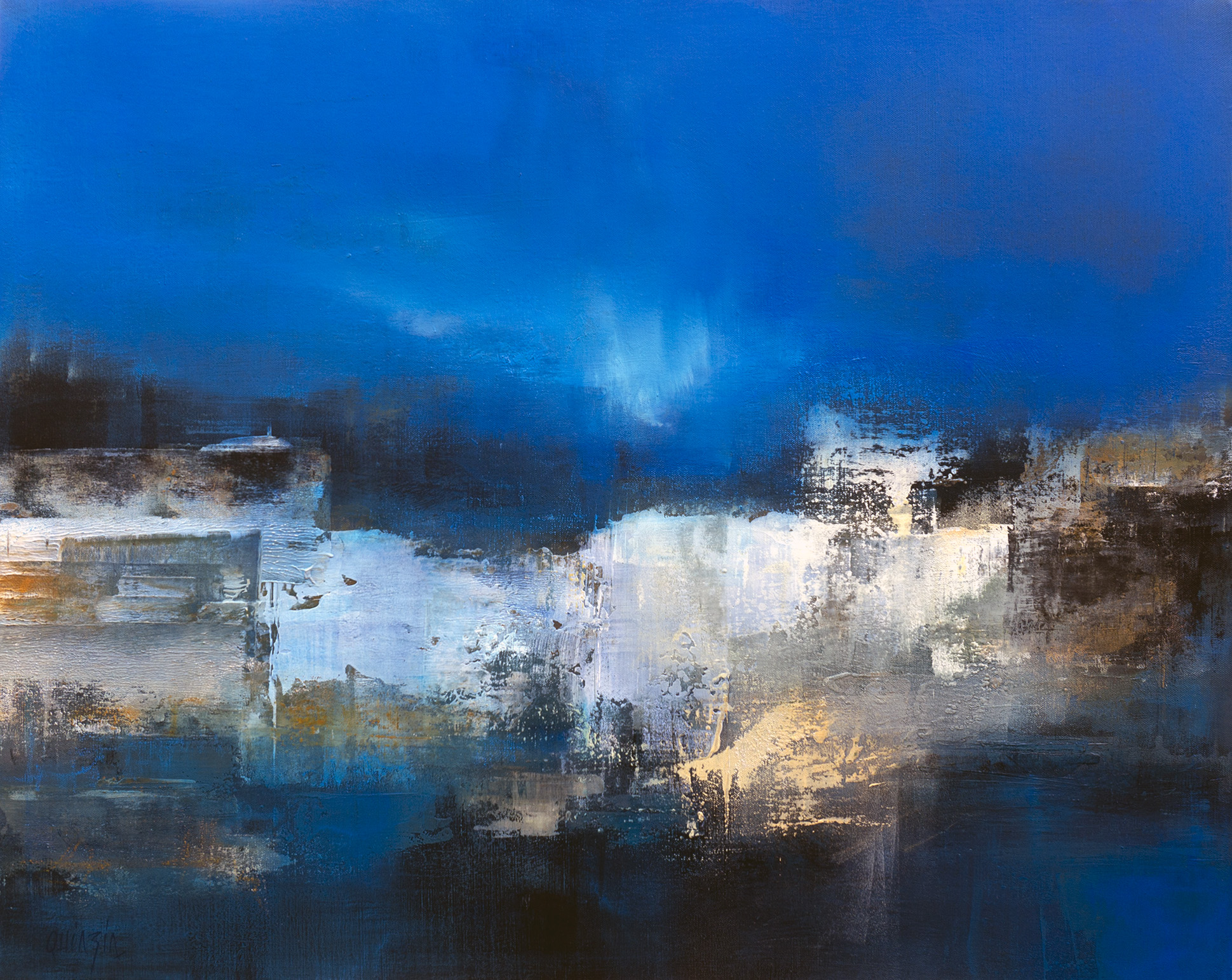 "Bleu royal" technique mixte sur toile 73 x 92 Disponible