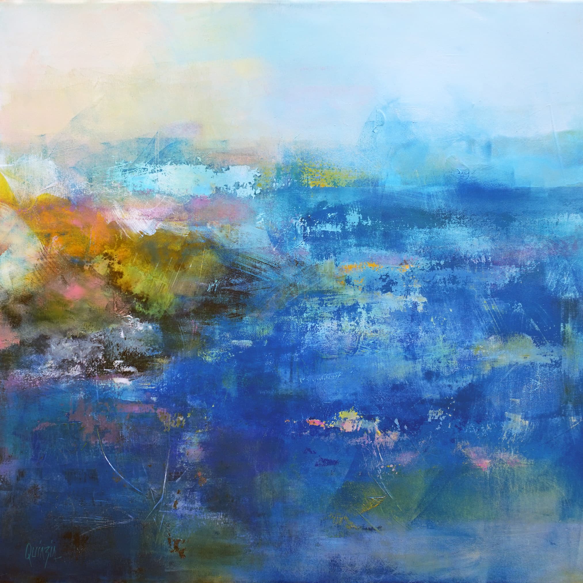 "L'estuaire" Acrylique sur toile 80 x 80 cm disponible