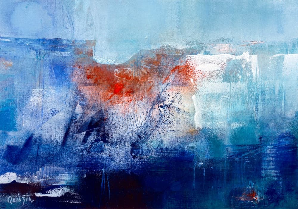 Rive 4 - Grand nord, acrylique et pigments sur papier 20 x 30 disponible