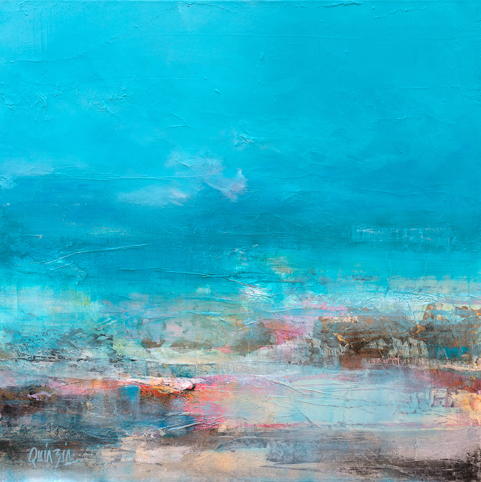 "Au large" Technique mixte sur toile 60 x 60 Disponible