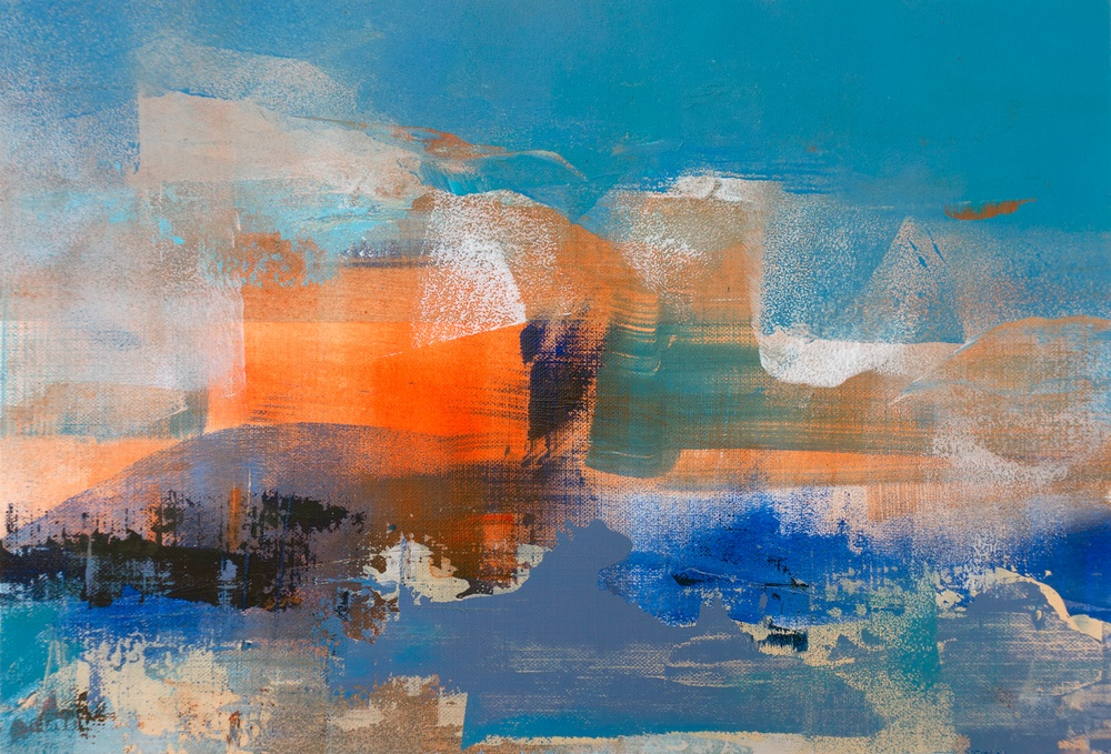 Rive 5 Les joyeuses vacances acrylique sur papier 30 x 20 cm disponible