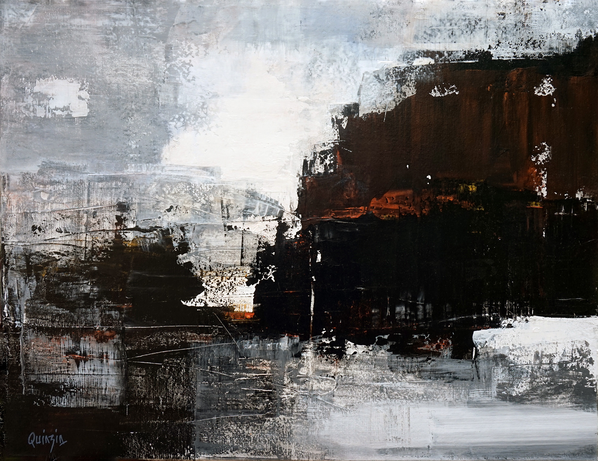 "Copper black" acrylique sur toile 50 x 61 cm disponible