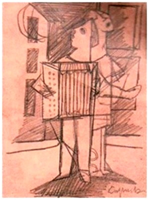 Blatt Nr.16  1950 (2 R )  Straßenmusikanten  I 1955  9-31,und II  1996  15-38   (Öl )   2009     23 - 9