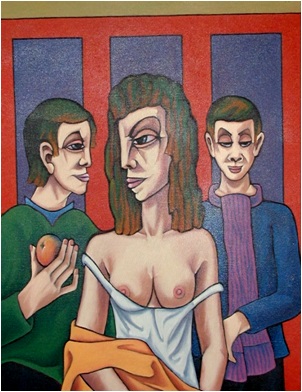 Halbakt und zwei Männer  1999    75 x 100  V.V.  217
