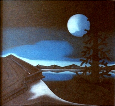 Blaue Landschaft mit Mond  1980    103,5 x 98  V.V. 47