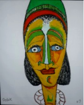 Frau mit Halskette  2009  75 x 100