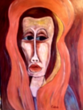 Frau mit Schleier  2008  75 x 100