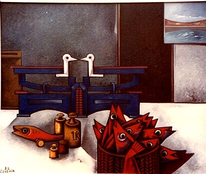 Stillleben mit blauer Waage II  1982  V.V. 124b