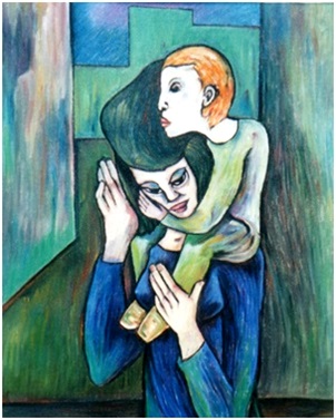 Mutter mit Kind auf Schulter  2006  75 x 100