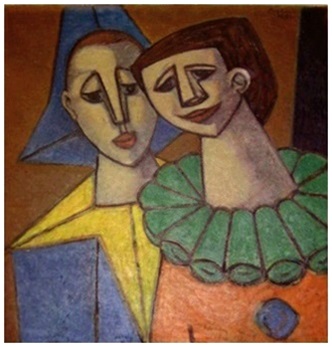 Clownpaar  1954    65 x 65  V.V. 54