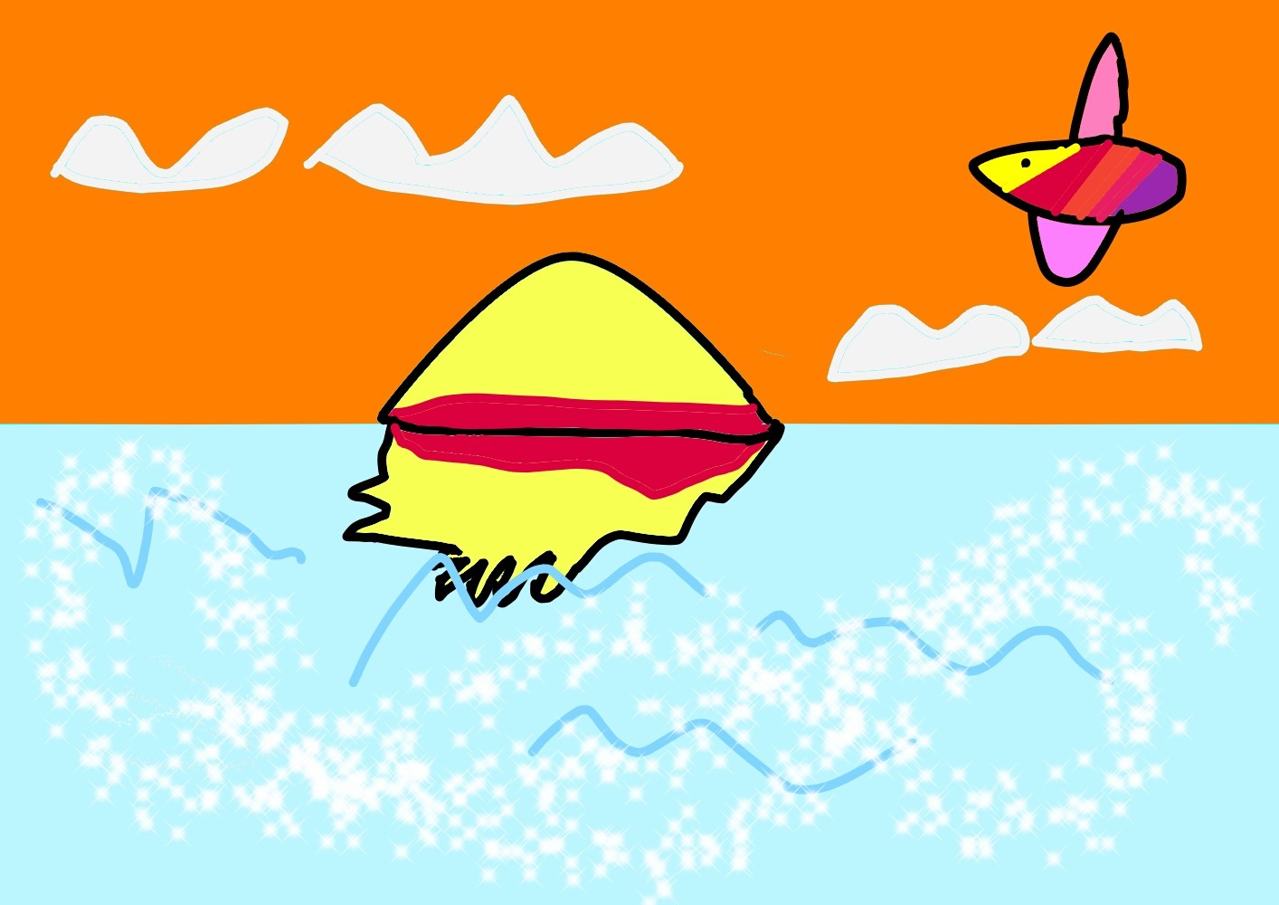 The setting sun (しずむたいよう) / Creation date: December 2022 / Age 6
