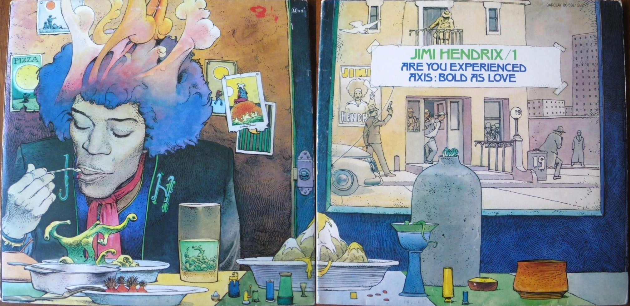Jimi Hendrix ‎– Are You Experienced / Axis : Bold As Love, Dessin Moebius, 1975 © Barclay