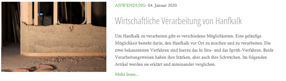 Wirtschaftliche Verarbeitung von Hanfkalk