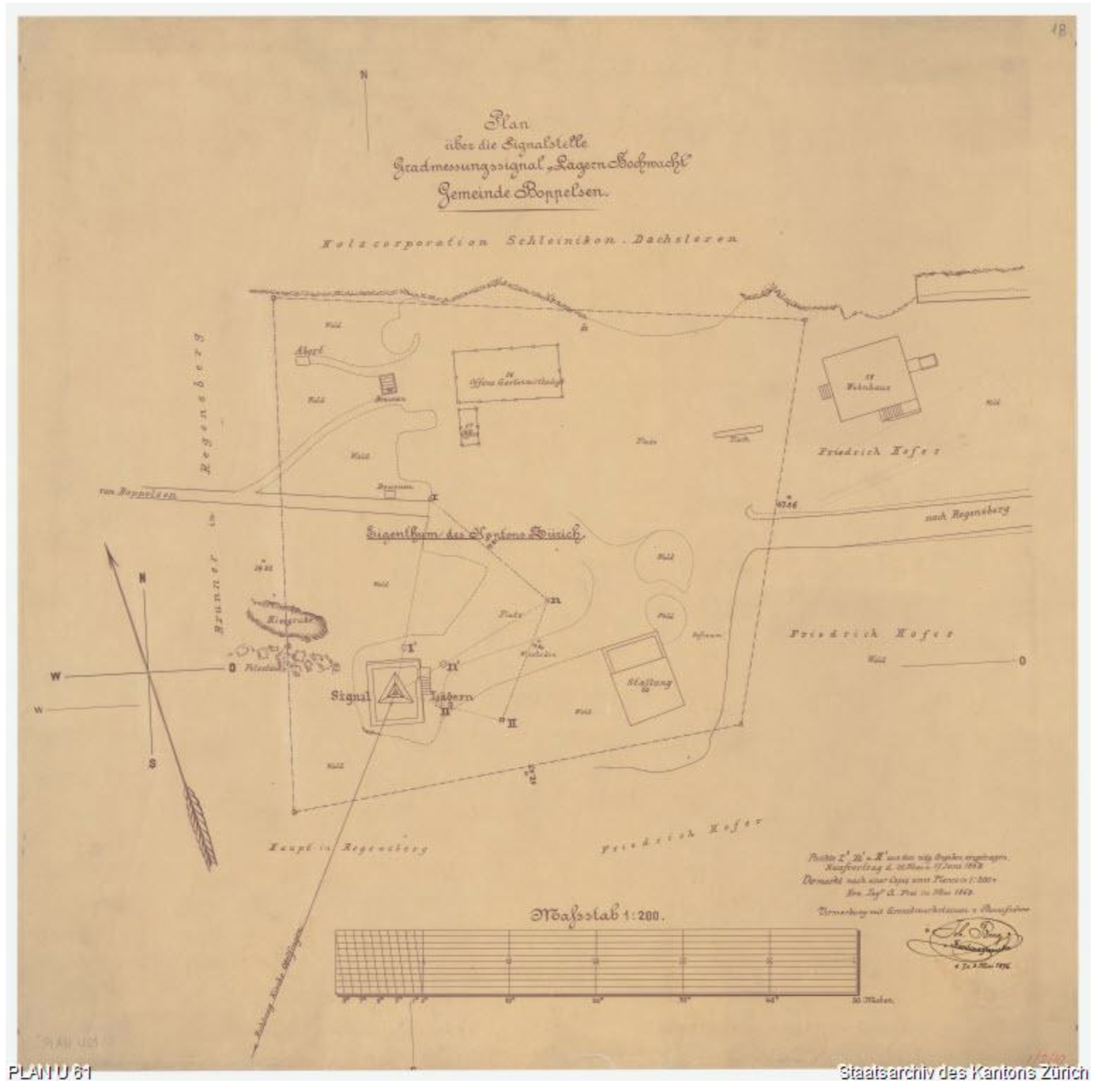 Lägern Hochwacht::Plan U61 von 1896::Staatsarchiv Zürich