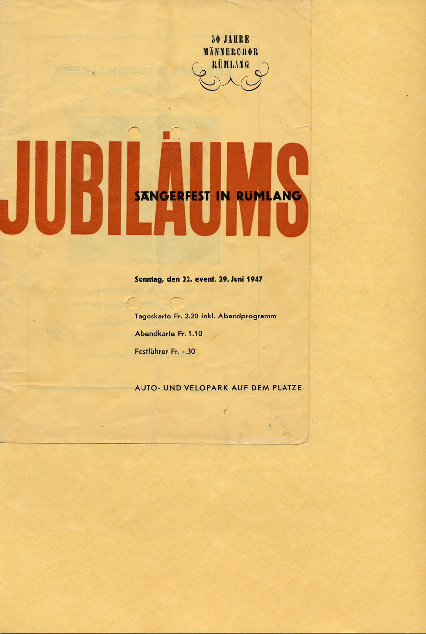 Jubiläums-Sängerfest Rümlang 1947