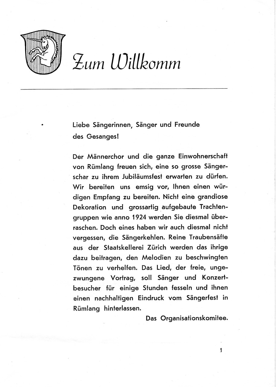 Jubiläums-Sängerfest Rümlang 1947