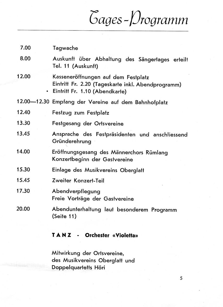 Jubiläums-Sängerfest Rümlang 1947