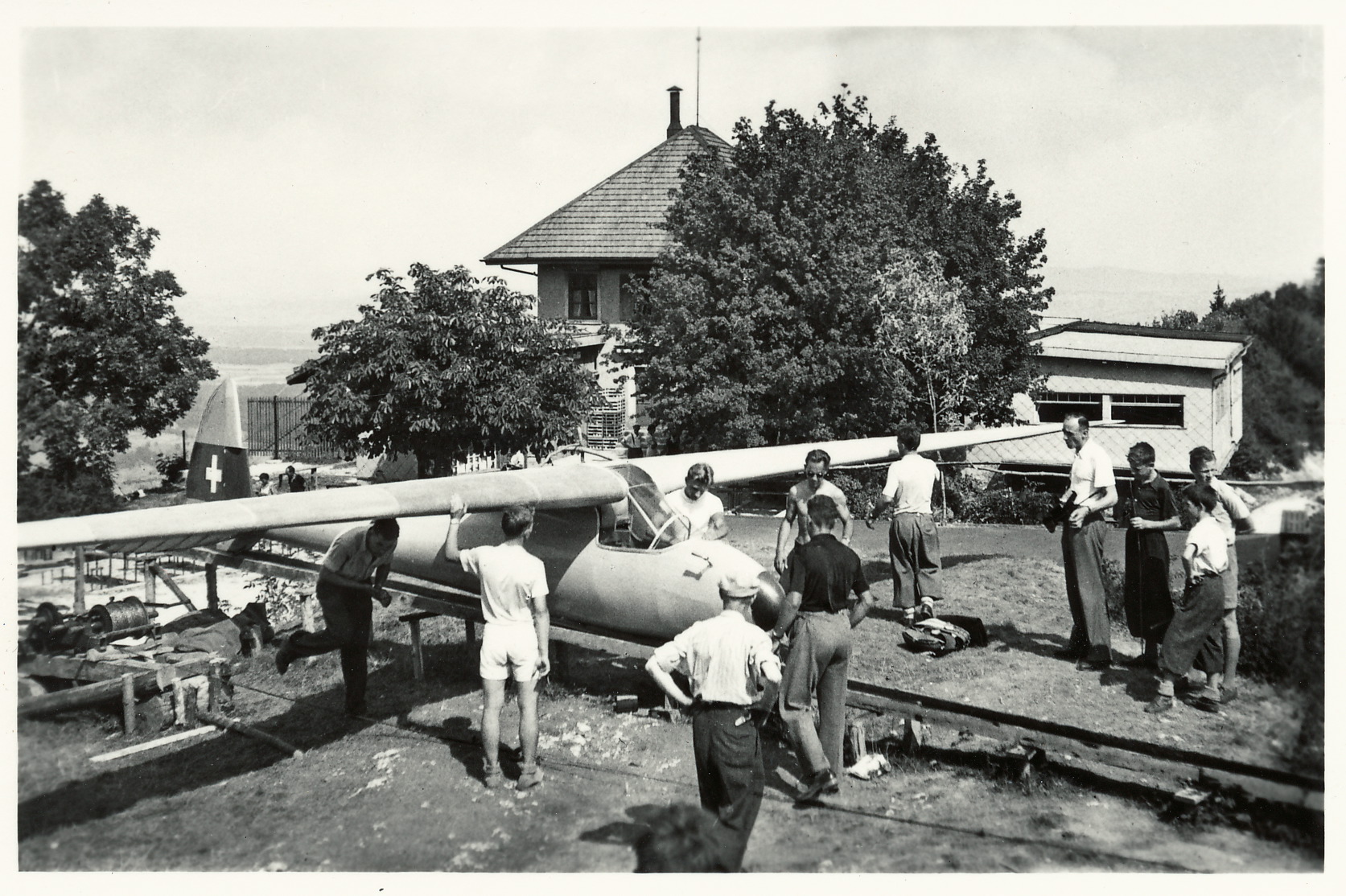 Segelflugkatapult bis ca. 1947 auf Lägern Hochwacht::Foto H. Schmidli, Baden