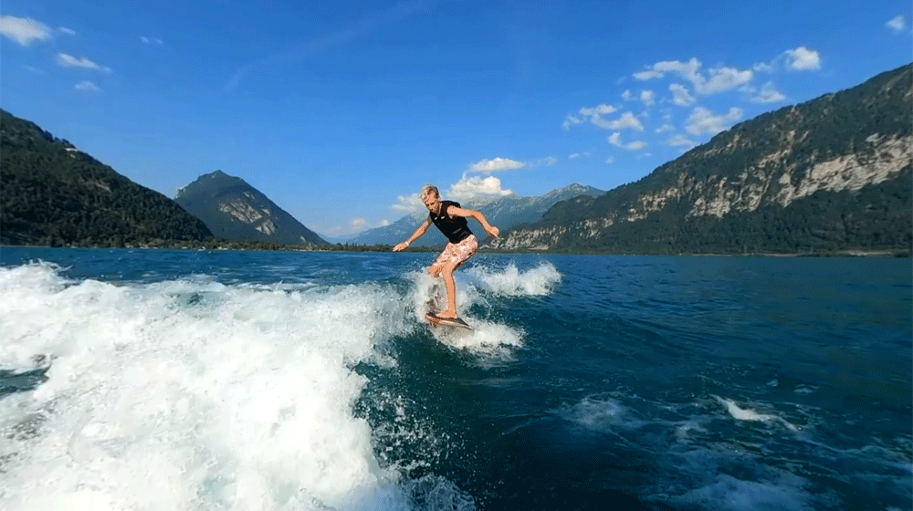 WAKESURFEN auf dem Thunersee bei Interlaken ab dem Hafen Därligen mit MOUNTAIN N SEA