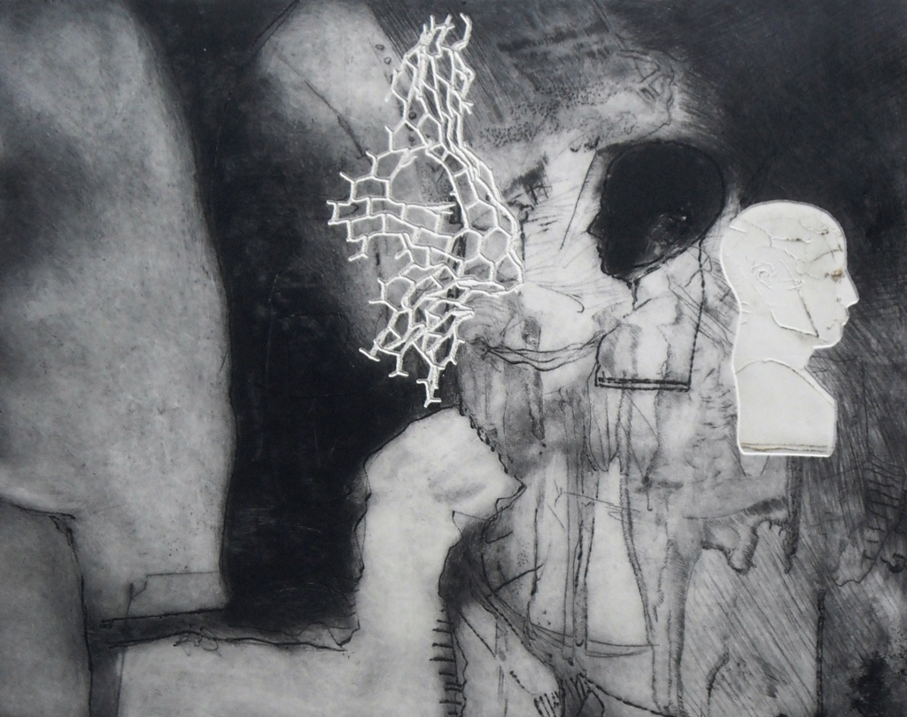 "Heads"/"be-Haupt-ung 7"/Original Druckgrafik/original etching/39x49cm