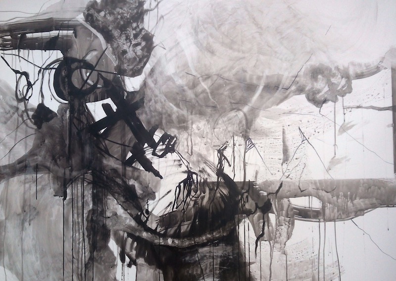 Tusche auf Hartfaserplatte/ 110x150 cm/2017
