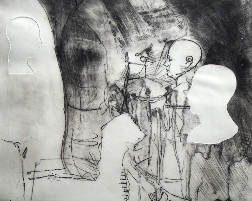 "Heads"/"be-Haupt-ung 4"/Original Druckgrafik/original etching/39x49cm