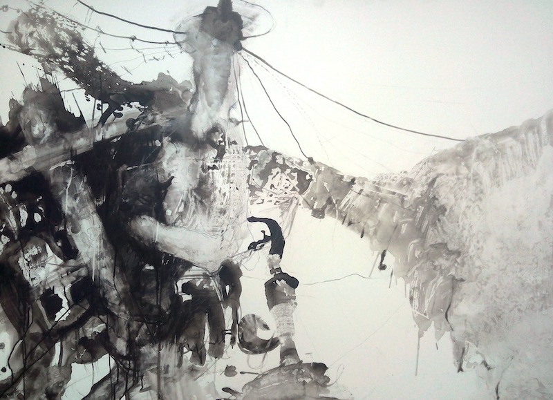 Tusche auf Hartfaserplatte/ 110x150 cm/2017
