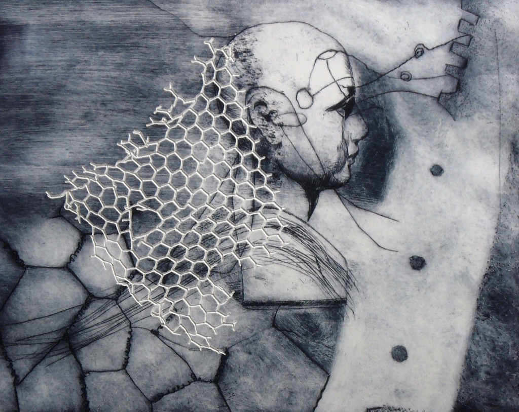 "Heads"/"be-Haupt-ung 5"/Original Druckgrafik/original etching/39x49cm