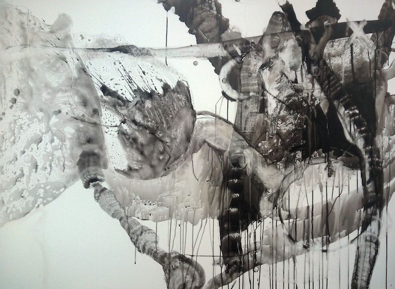 Tusche auf Hartfaserplatte/ 110x150 cm/2017