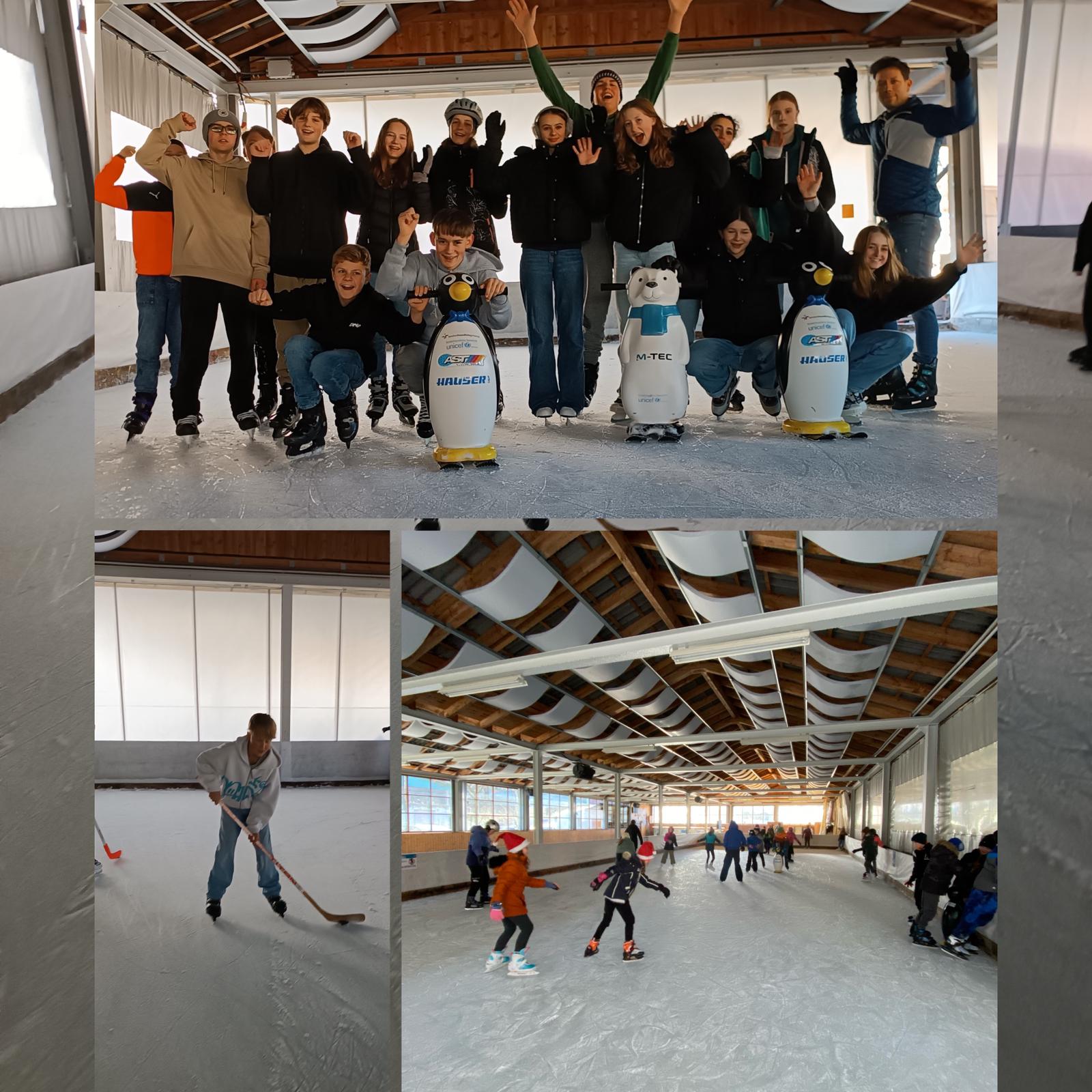 Eiszauber am neuen Eislaufplatz in der Stockschützenhalle in St. Martin