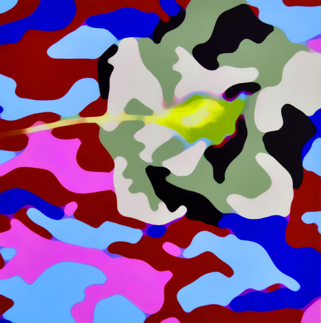 Camouflage 1-2, 2019, digitale Malerei, Pigmentdruck auf Aluminium, 40x40 cm
