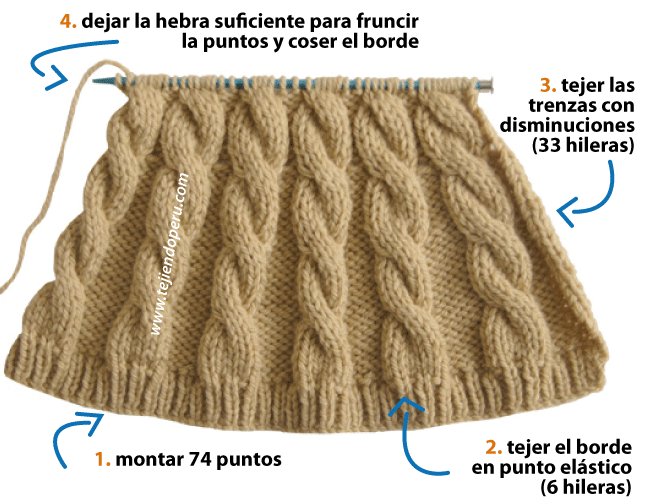 Gorro con trenzas 2 - Tejiendo Perú
