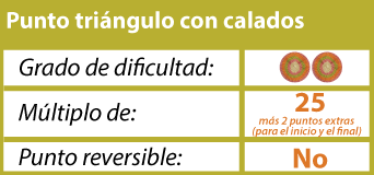 Punto triángulos con calados tejido en dos agujas o palitos