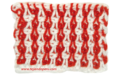 punto tunecino en dos colores - tunesian crochet stitch