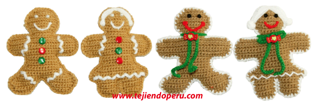 Cómo tejer galletas de jengibre a crochet (crochet gingerbread cookies tutorial)