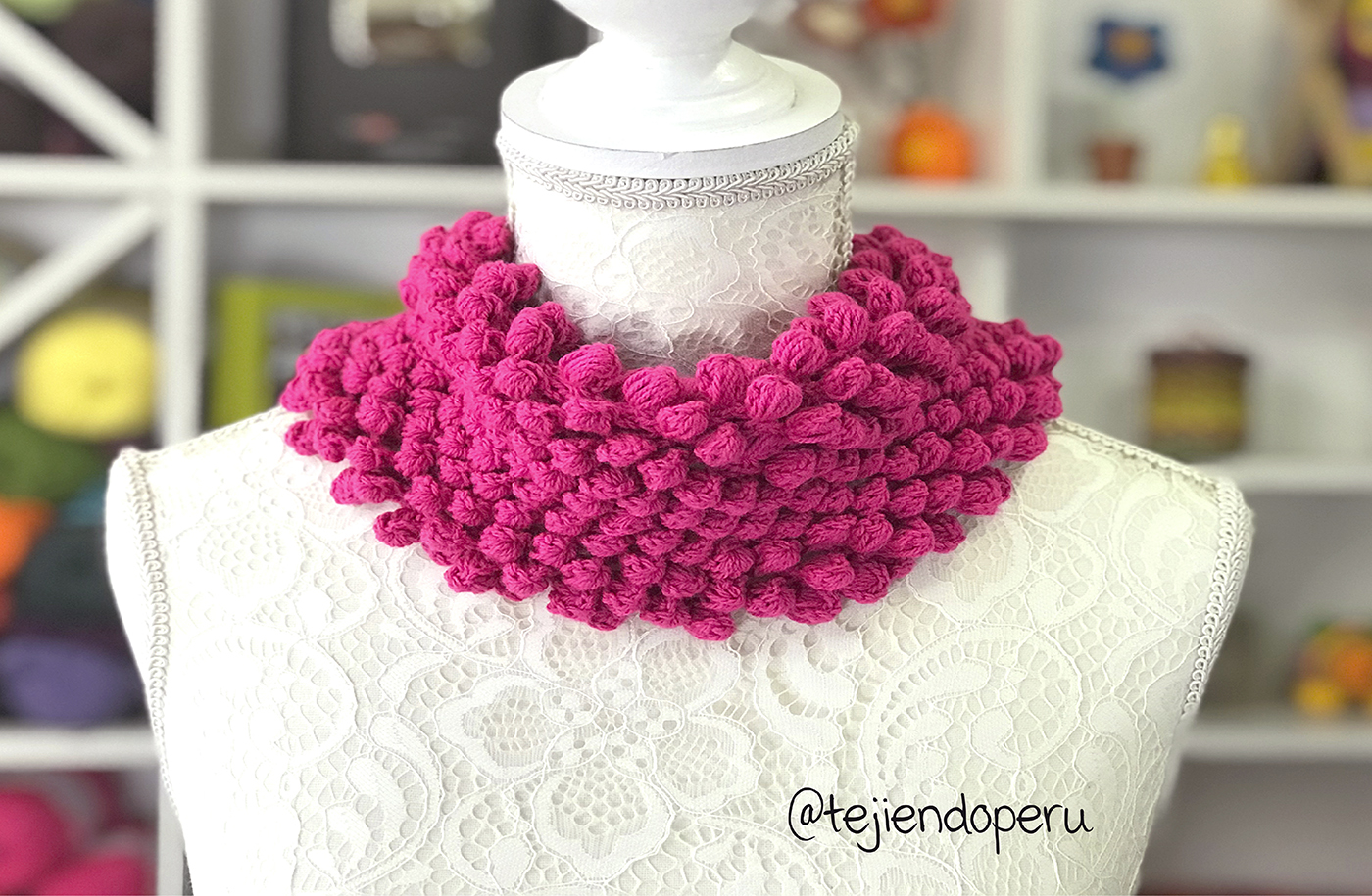 Cuello en punto pop up puff - Tejiendo Perú