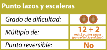 punto lazos y escaleras tejido en dos agujas, palillo o palitos