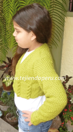 Bolero con trenzas para niñas - Tejiendo Perú