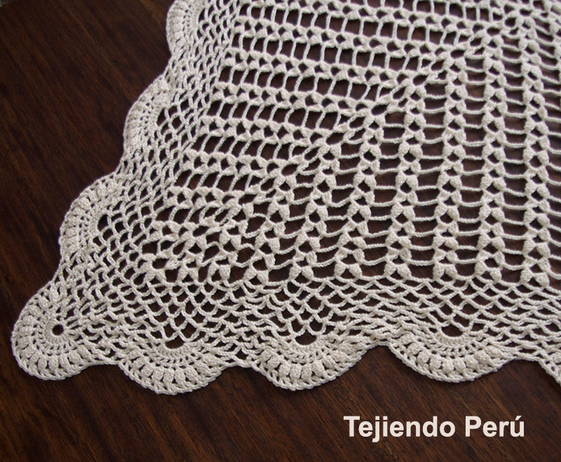 Chal triangular o punta con abanicos - Tejiendo Perú