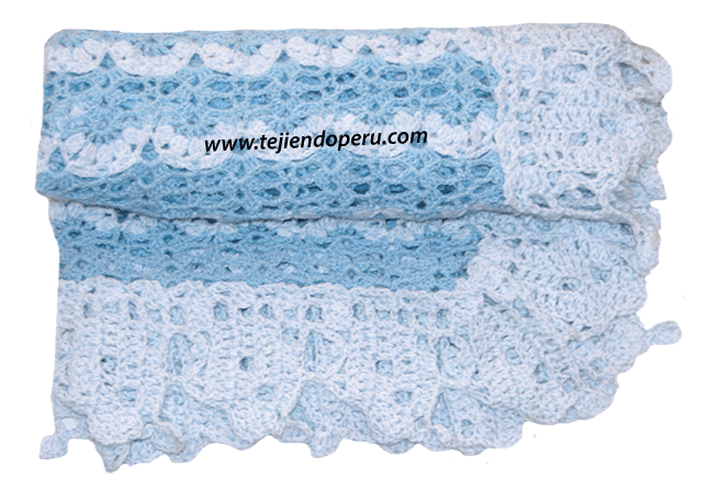 Manta en dos colores y hebras - Tejiendo Perú