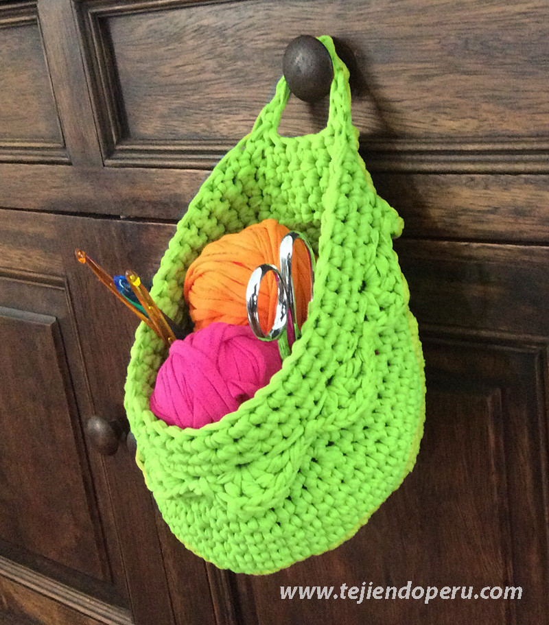 Canasta para colgar en crochet XL - Tejiendo Perú