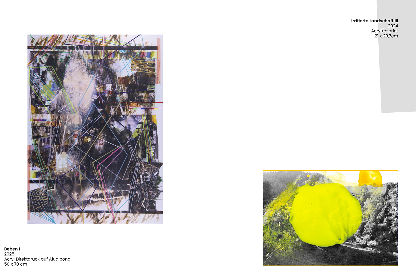 links Beben I 2025, rechts Irritierte Landschaft III 2025