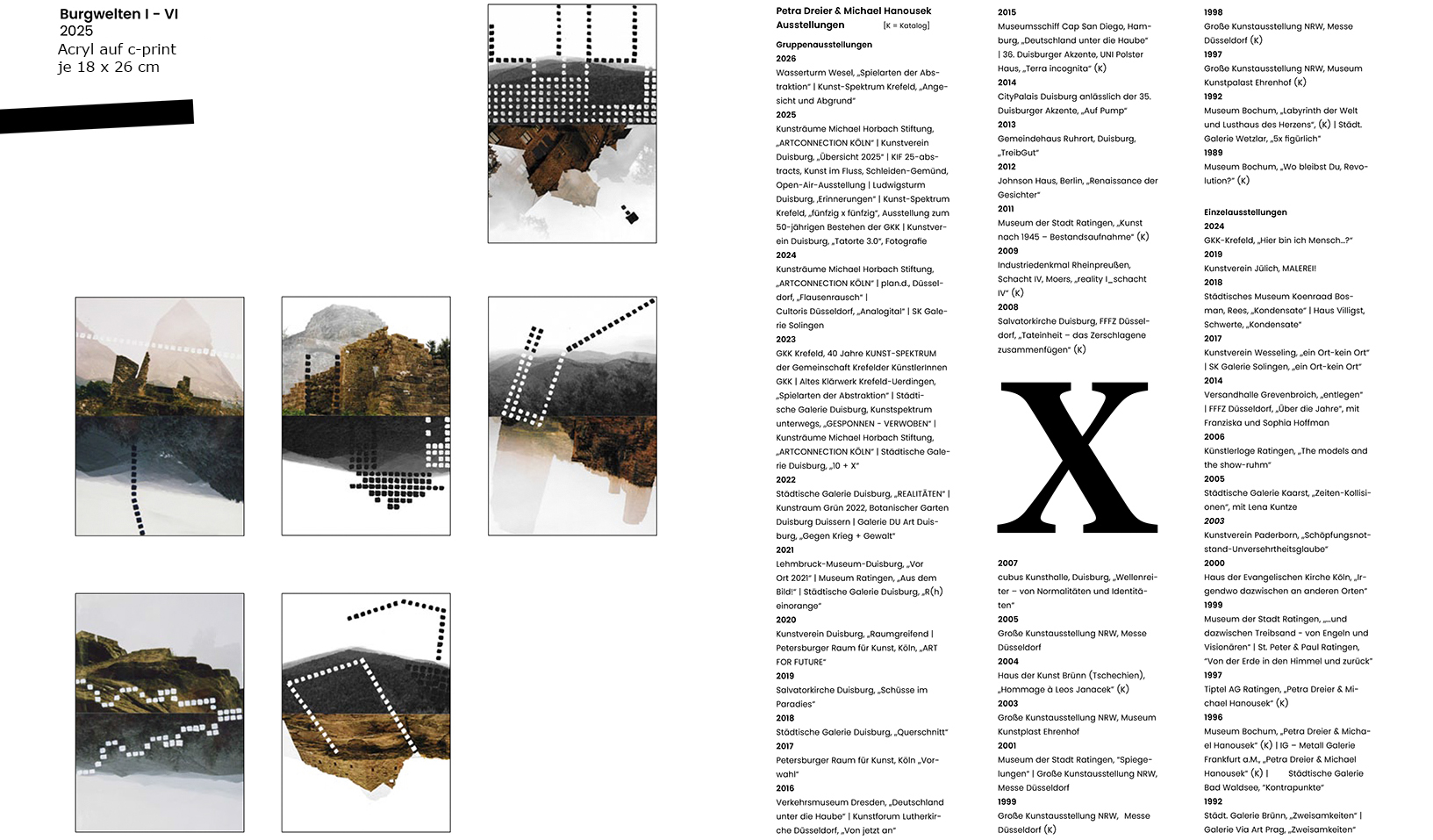 links Burgwelten I-VI 2025, rechts Ausstellungsverzeichnis