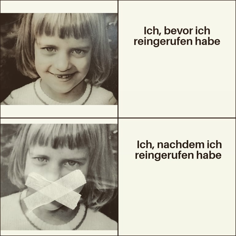 Kind mit Pflaster auf dem Mund