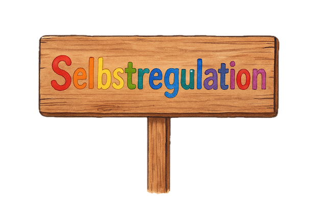 Ein buntes Schild mit der Aufschrift „Selbstregulation“. Symbol für innere Balance und bewusste Steuerung bei ADHS.