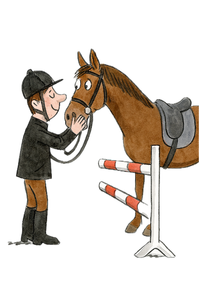 Reiter auf einem Pferd vor einer Hürde als Metapher für Prokrastination, ADHS und die Lücke zwischen Wollen und Handeln (Intention-Action-Gap)