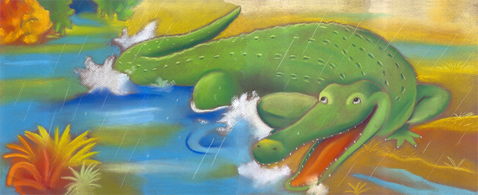 illustration jeunesse pastel crocodile