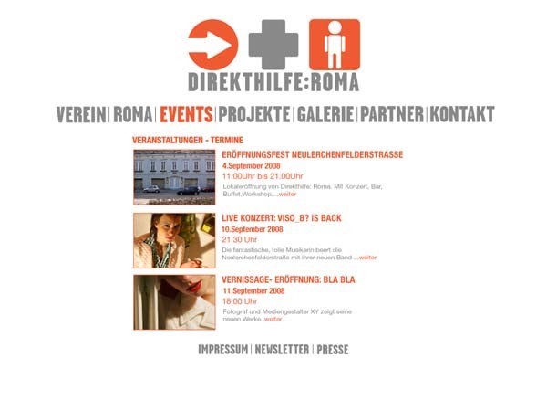 webdesign - direkthilfe:roma | graphic design by visob