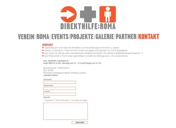 webdesign - direkthilfe:roma | graphic design by visob