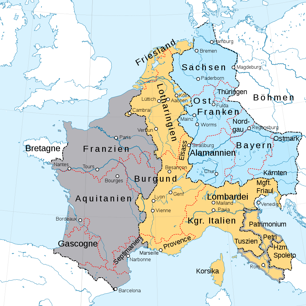 843 Teilung des Frankenreiches unter Ludwig dem Frommen